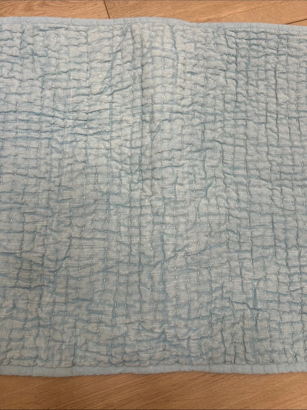Pottery Barn Stonewashed Cotton Pick-Stitch Sham Blue Standard Set